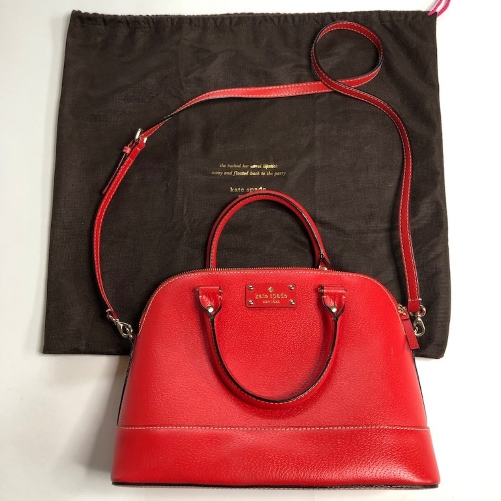 kate spade sylvia large dome satchel red leather